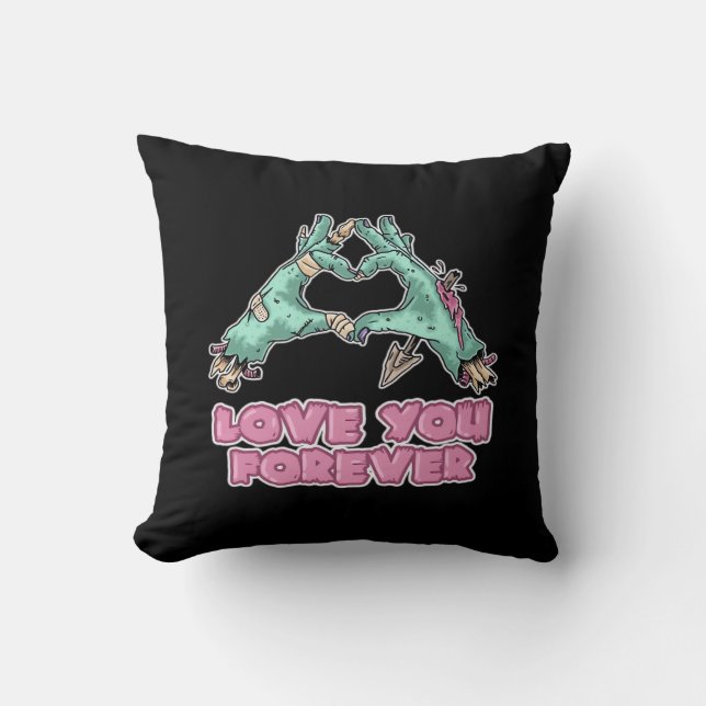 Zombie Skeleton Heart And Hands Classic Look Throw Pillow (Front)