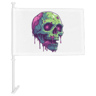Zombie Skull Apocalypse Car Flag