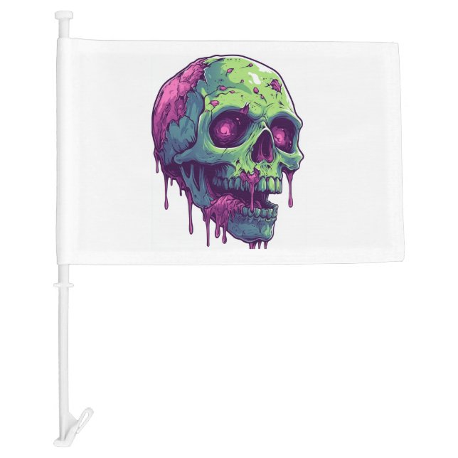 Zombie Skull Apocalypse Car Flag (Front)