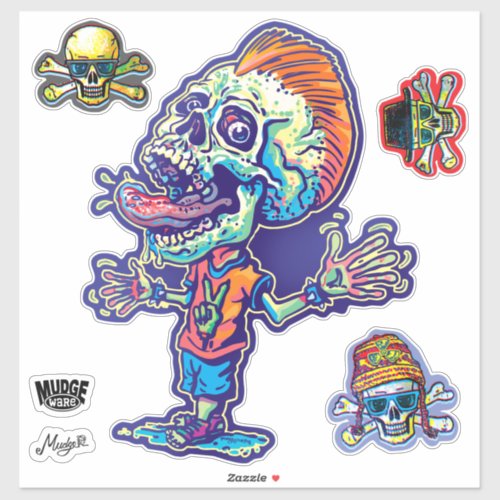 Zombie Skull Boy Dope Skullz Sticker