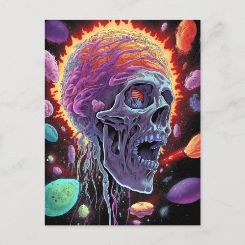 Zombie Skull Creature Sci_fi Horror Art Postcard