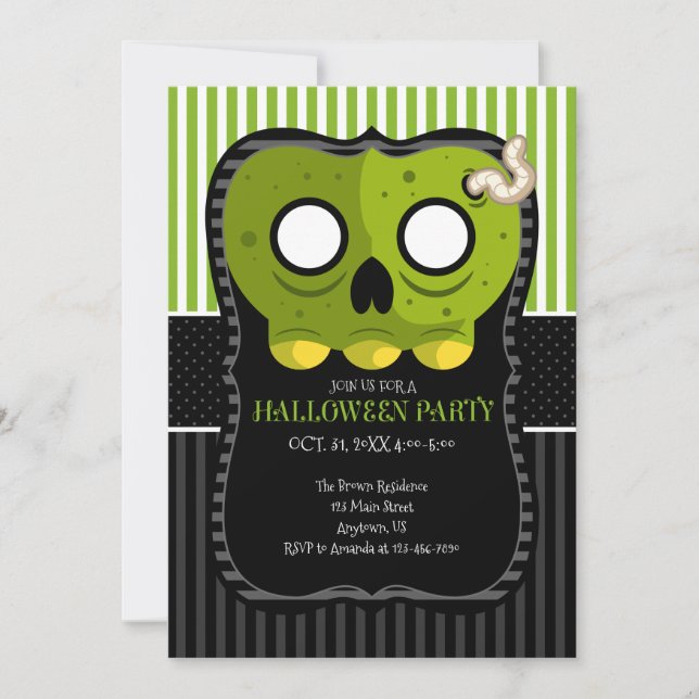 Zombie Skull Halloween Party Invitation (Front)