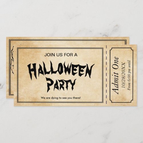Zombie Skull Halloween Party Ticket Invitation