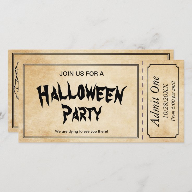 Zombie Skull Halloween Party Ticket Invitation | Zazzle