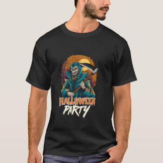 Zombie Skull Monkey with Scythe on Halloween Night T-Shirt