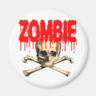 Zombie Skull Red Magnet