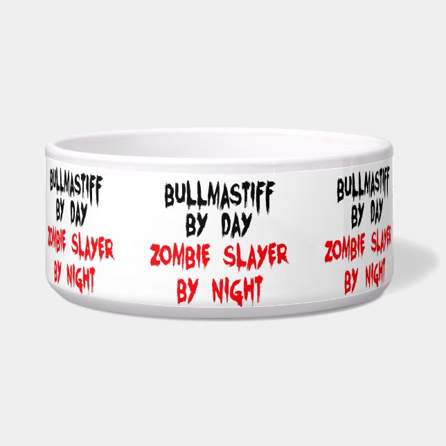 Zombie Slayer Bullmastiff Dog Breed Bowl (Front)