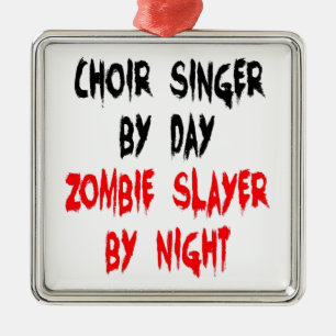 Zombie Slayer Choir Singer Metal Ornament