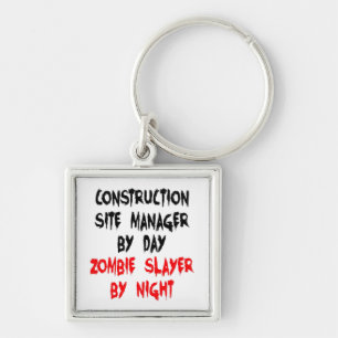 Zombie Slayer Construction Site Manager Keychain