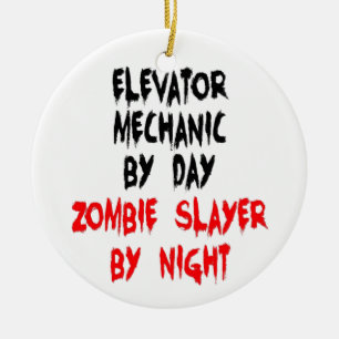 Zombie Slayer Elevator Mechanic Ceramic Ornament