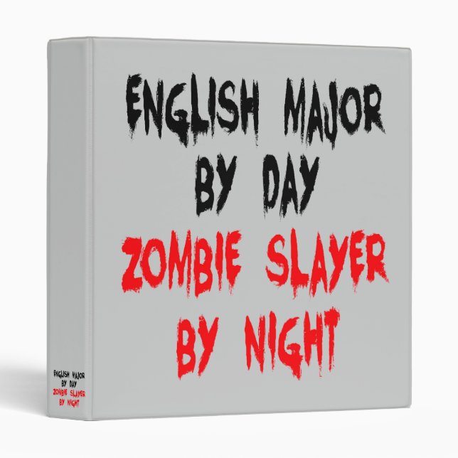 Zombie Slayer English Major 3 Ring Binder (Front/Spine)