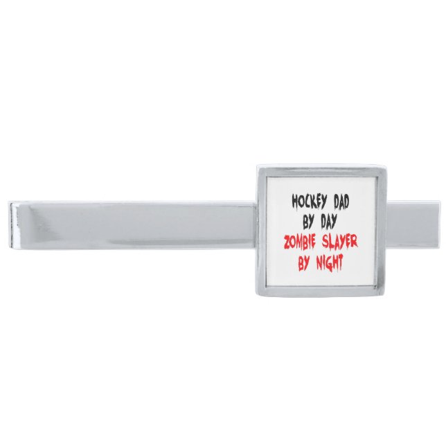 Zombie Slayer Hockey Dad Silver Finish Tie Bar (Front)