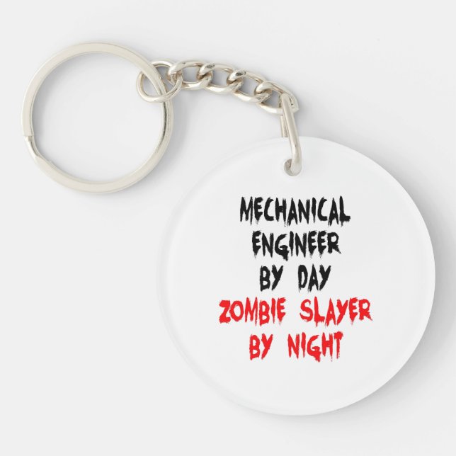 Zombie Slayer Mechanical Engineer Keychain (Front)