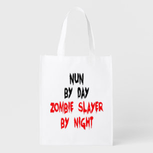 Zombie Slayer Nun Reusable Grocery Bag