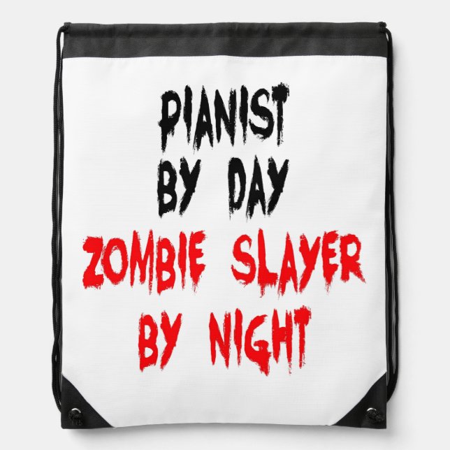 Zombie Slayer Pianist Drawstring Bag (Front)
