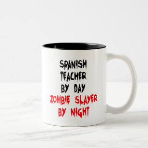 Zombie Slayer Spanish Teacher Two-Tone Coffee Mug