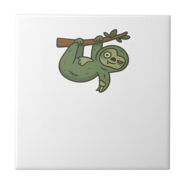 Zombie Sloth Classic T-Shirt Ceramic Tile (Front)