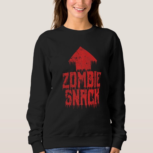 Zombie Snack Eat Brains Halloween Sweatshirt (Front)