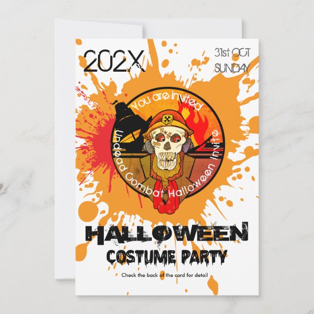 Zombie Soldier Halloween Costume Party Invitation (Front)
