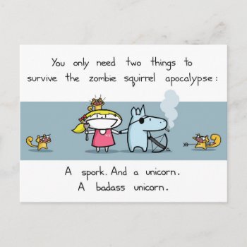 Zombie Squirrel Apocalypse Postcard by InsaneMomBrain at Zazzle