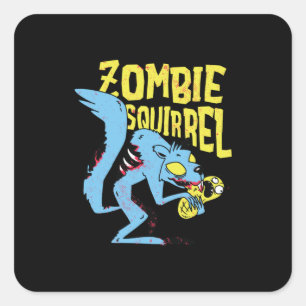 Zombie Squirrel Square Sticker