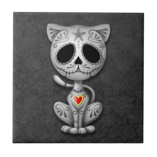 Zombie Sugar Kitten dark Ceramic Tile