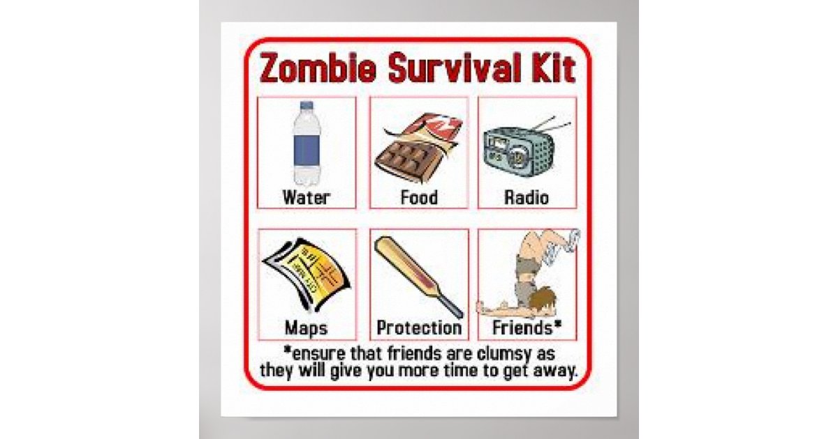 Zombie survival kit poster | Zazzle