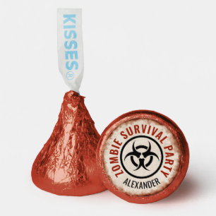 Zombie survival party with weathered background hershey®'s kisses®