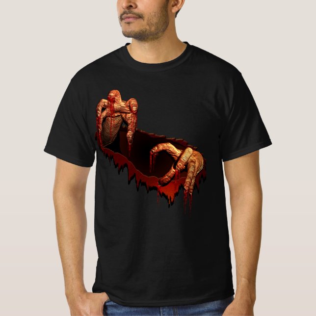 Zombie T-shirt Halloween T-Shirt Gory Zombie Shirt (Front)