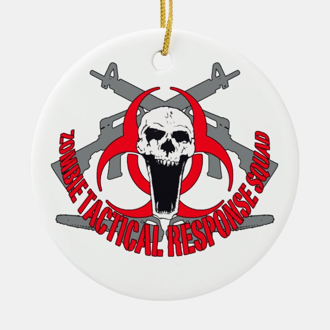 Zombie tactical red ceramic ornament (Front)