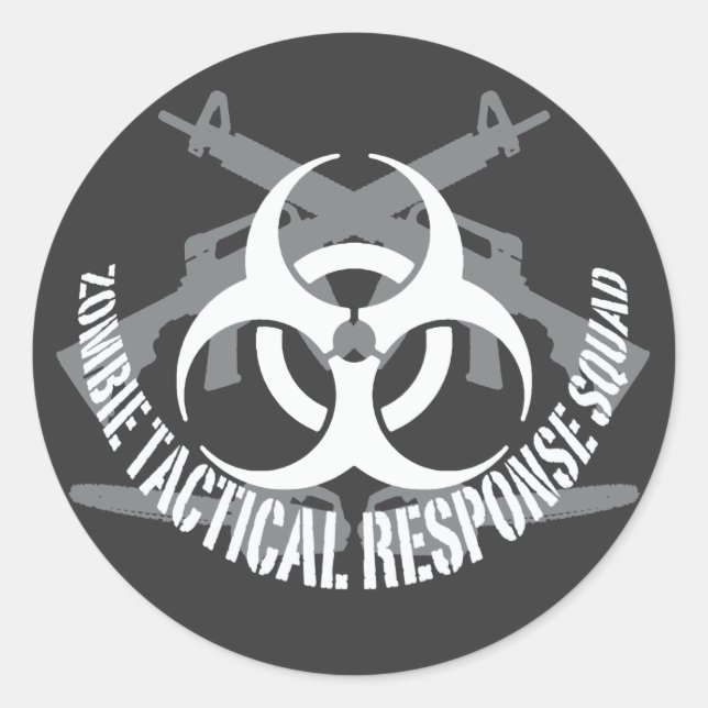 zombie tactical response squad 1 classic round sticker (Front)