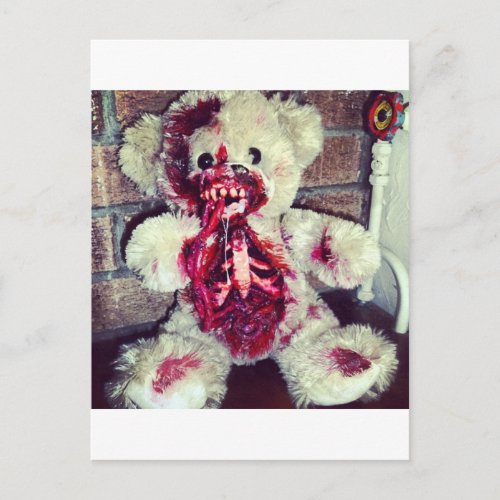 zombie teddy bear postcard