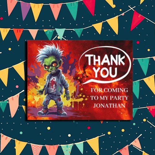 zombie_themed boy party THANK YOU  Postcard