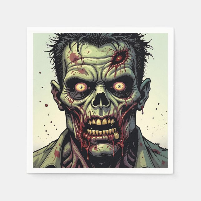 Zombie Themed Halloween Party Napkins (Front)