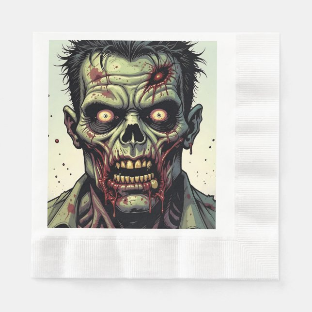 Zombie Themed Halloween Party Napkins (Front)