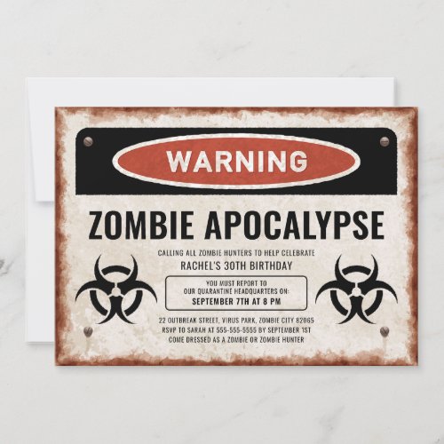 Zombie_themed party invite with warning sign