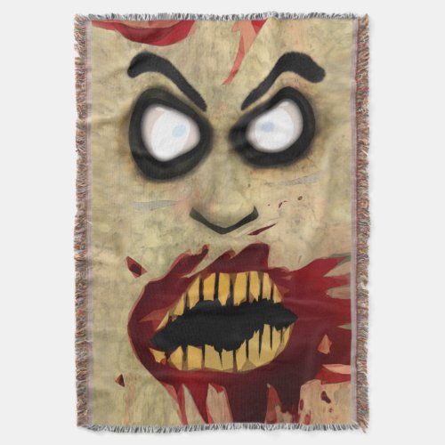 Zombie Throw Blanket - Creepy scary zombie design.