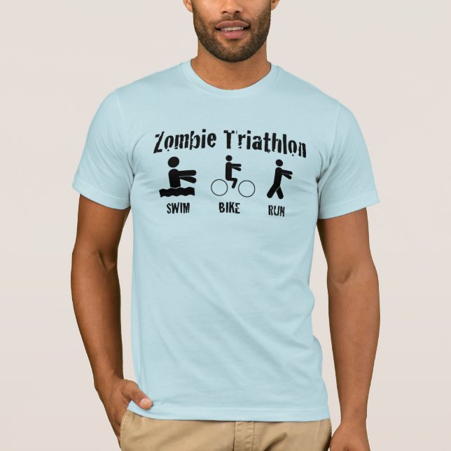Zombie Triathlon Shirt - Swim, Bike, and Run... (Front)
