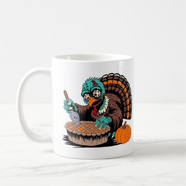 Zombie Turkey Wants Pumpkin Pie Coffee Mug (Left)
