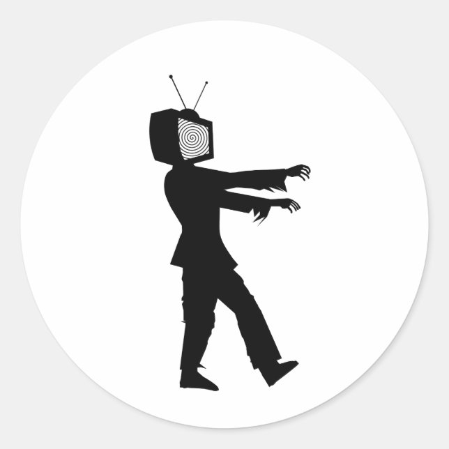 Zombie TV Guy by Chillee Wilson Classic Round Sticker (Front)