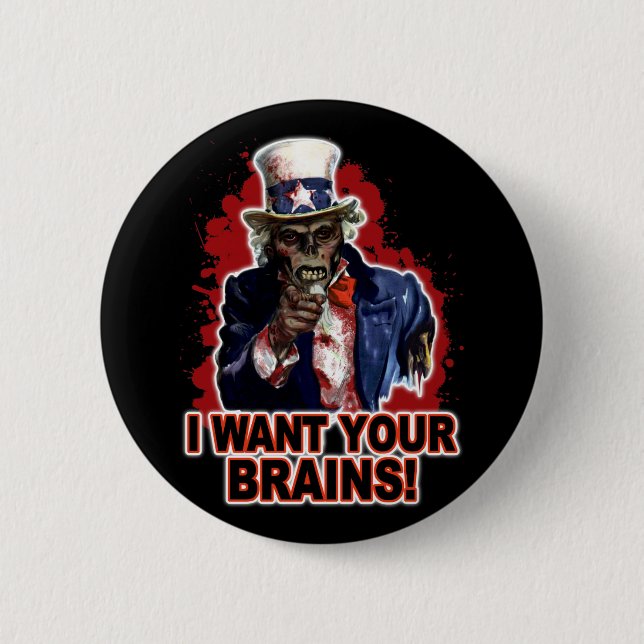 Zombie Uncle Sam Pinback Button (Front)