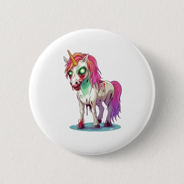  Zombie Unicorn Button (Front)