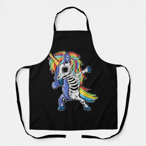 Zombie Unicorn Dabbing Skeleton Apron