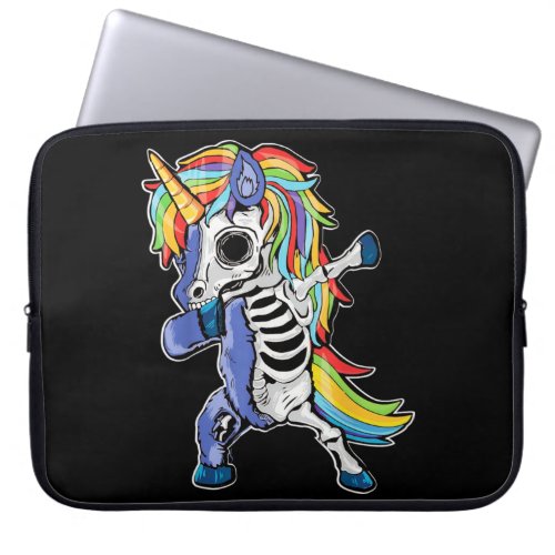 Zombie Unicorn Dabbing Skeleton Laptop Sleeve