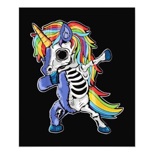 Zombie Unicorn Dabbing Skeleton Photo Print