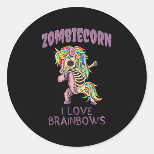 Zombie Unicorn Halloween Dab Zombiecorn Classic Round Sticker