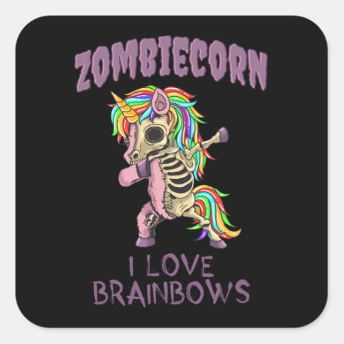 Zombie Unicorn Halloween Dab Zombiecorn Square Sticker