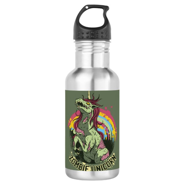 Zombie unicorn stainless steel water bottle (Front)