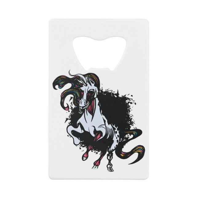 Zombie Unicorn Standing Credit Card Bottle Opener (Front)