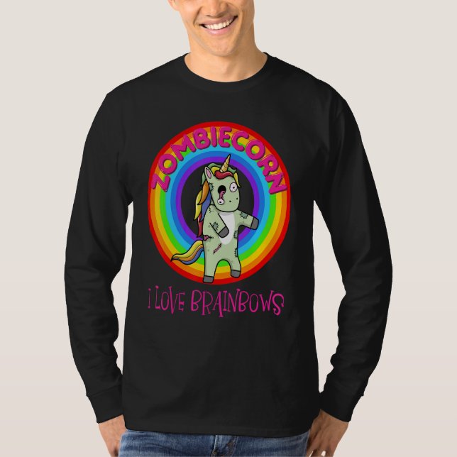 Zombie Unicorn Zombiecorn Halloween Rainbow T-Shirt (Front)